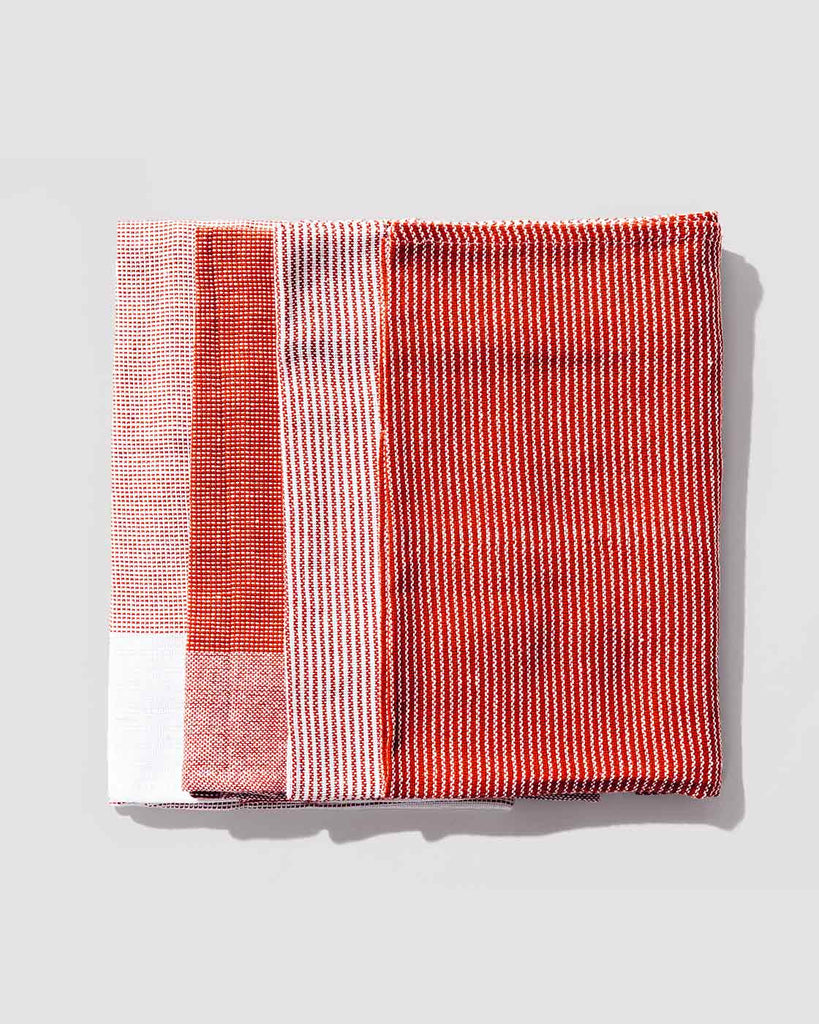 4 Cuisinart Kitchen Towels Reddish Orange Cotton